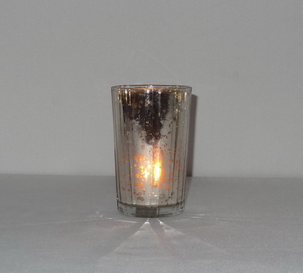 Antique Silver Frosted Spot Glass T-Light Votive Holder Amber Premium Quality Antique High Quality Glass Candle Holder Votive.