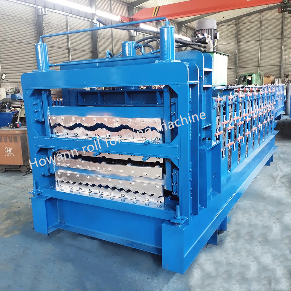 Three Layer Metal Corrugated Iron IBR Trapezoidal Roofing Panel Roof Sheet Tile Making Machinery Cold Roll Forming Machine