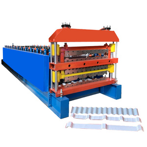 Three Layers Roof Tiles Roll Forming Machine Corrugated Rib Type Roofing Drip Edge Panel Roll Forming Machine for Building