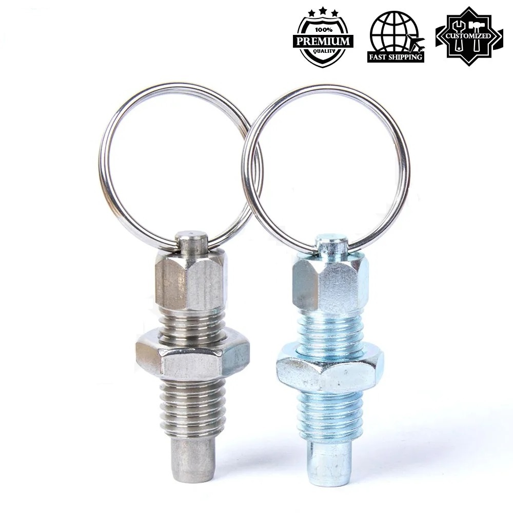 VCN217 Locking Plungers Short Pull Ring Hand Retractable Spring Plungers With Locking Nuts Non Lock-Out Type