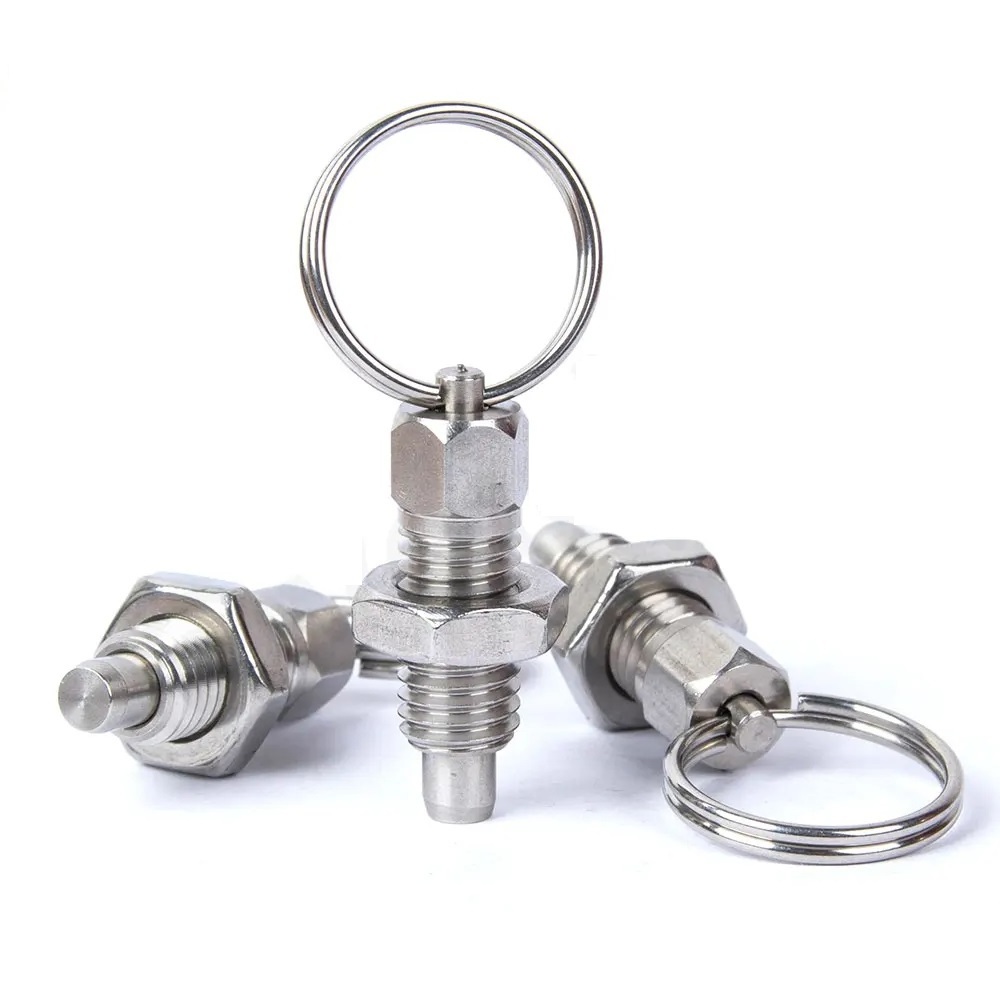 VCN217 Locking Plungers Short Pull Ring Hand Retractable Spring Plungers With Locking Nuts Non Lock-Out Type