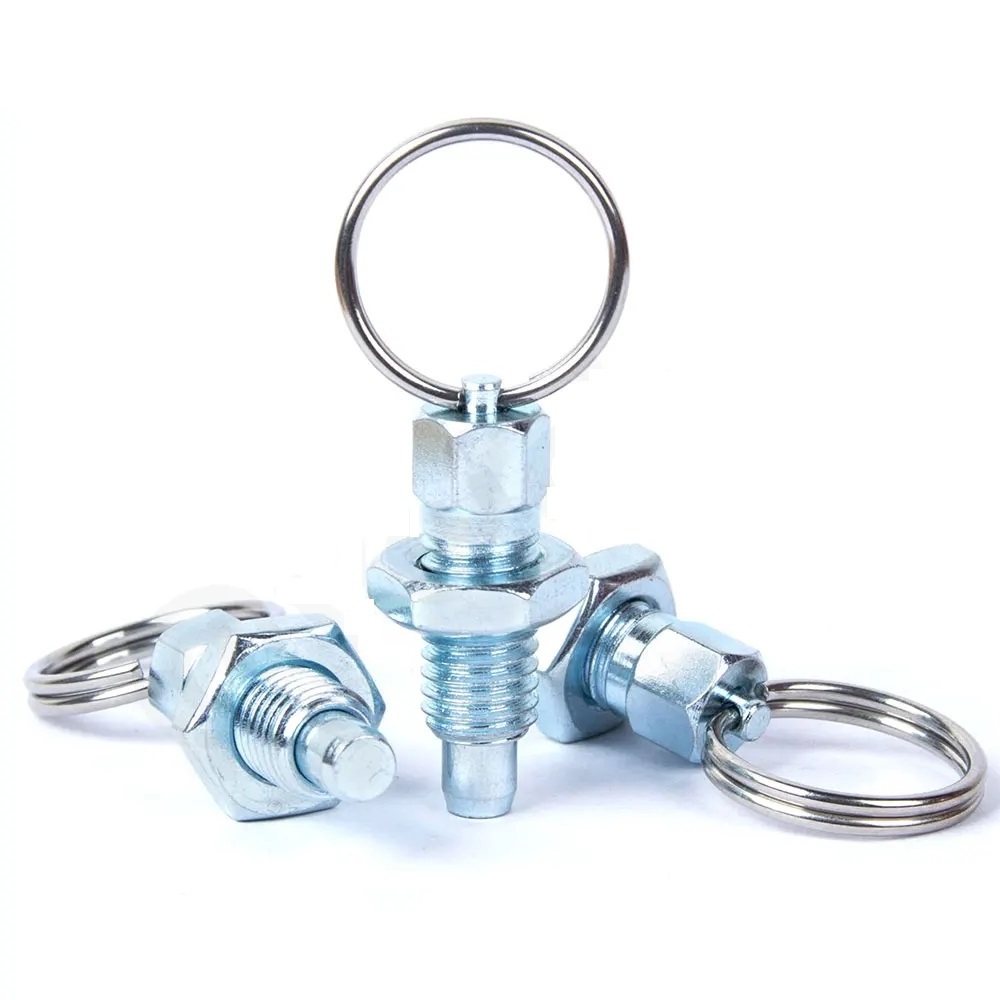 VCN217 Locking Plungers Short Pull Ring Hand Retractable Spring Plungers With Locking Nuts Non Lock-Out Type