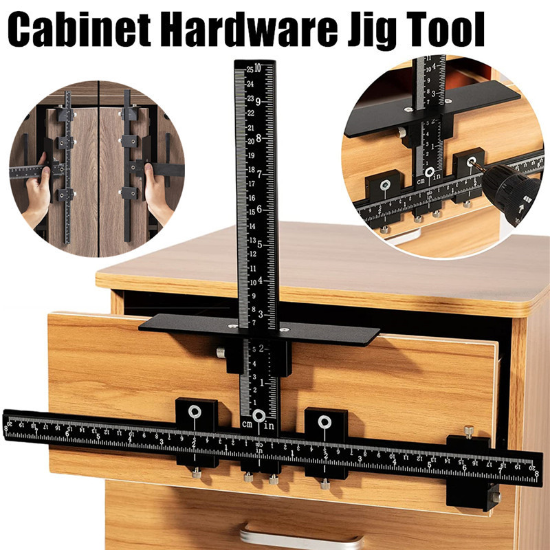 Cabinet Hardware Jig Aluminum Alloy Adjustable Template for Quick and Accurate Installation Door Drawer Knob Pull Handle Drill