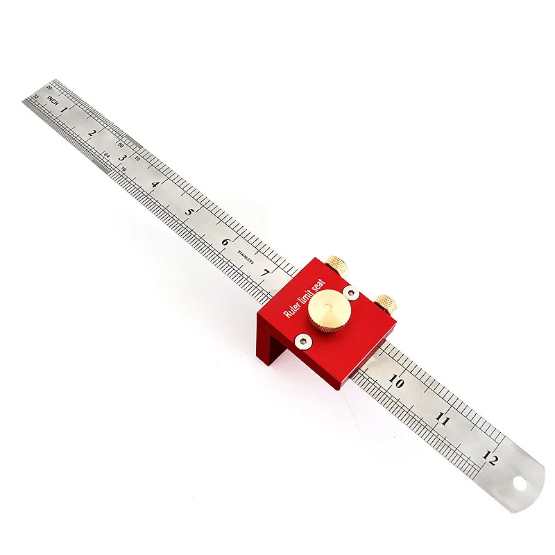 30cm/12 Inch Scribing Ruler Adjustable 90 Degree Scale Ruler Measuring Marking Gauge Woodworking Right Angle Ruler with Stop