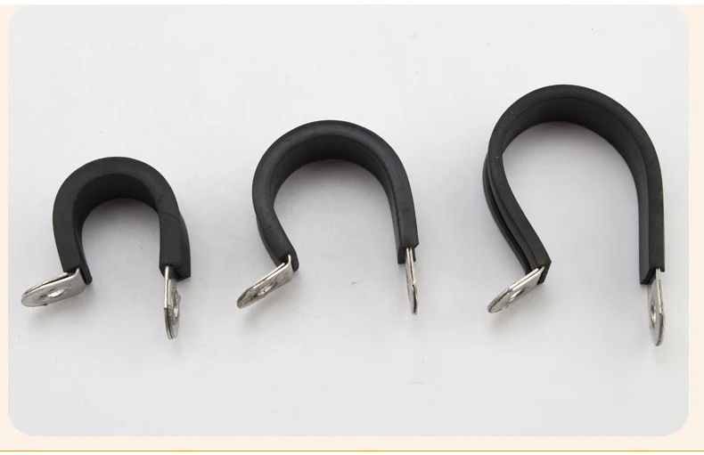 304 stainless steel Rubber Lined P Clips R-type Cable Mounting Hose Pipe Clamp hose fixed clamp pipe bracket small clamp