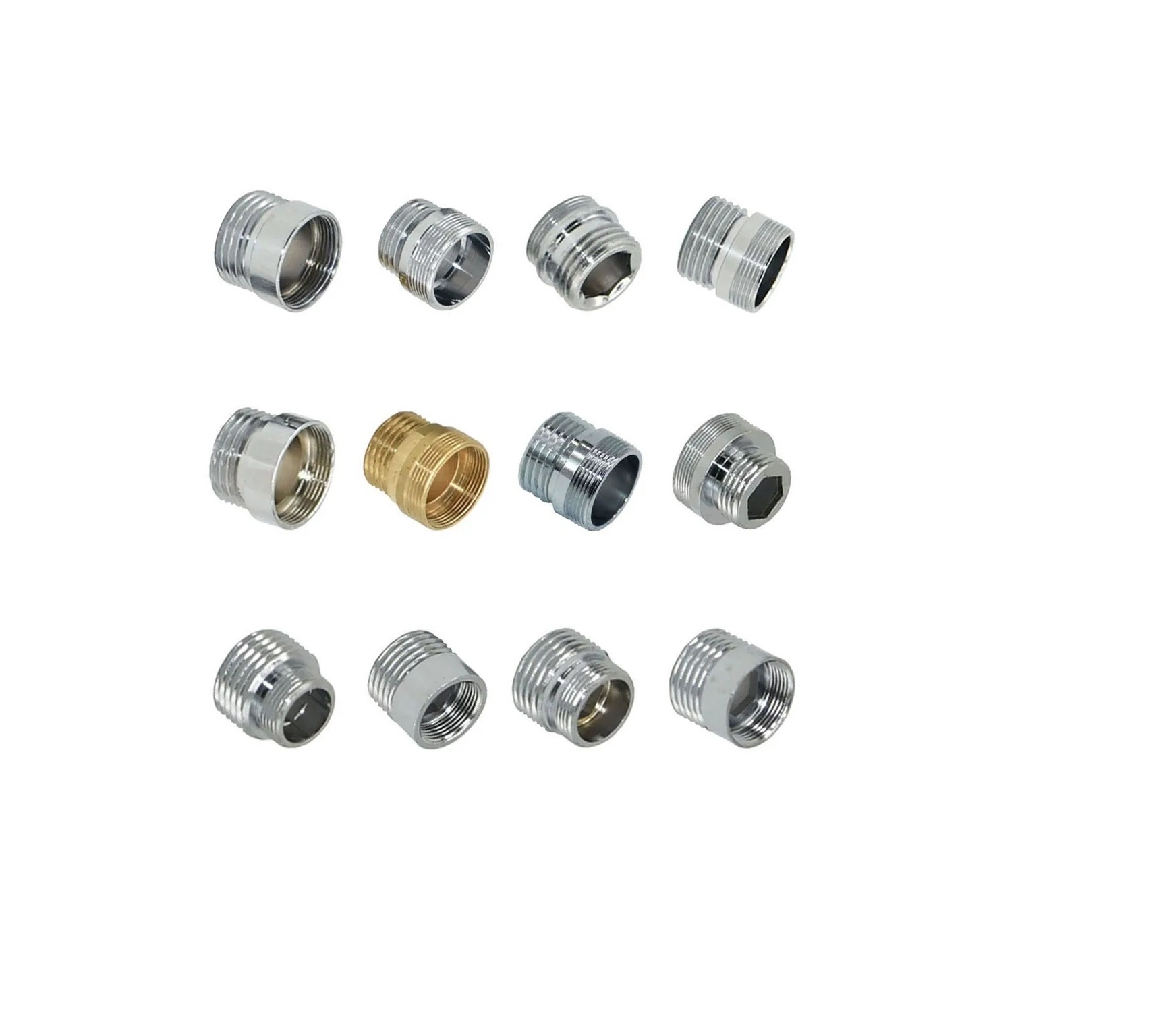 Brass Silver Water Faucet Coupler 1/2 To M16 M18 M20 M22 M24 M28 Thread Connector Fittings For Bubbler Kitchen And Bathroom