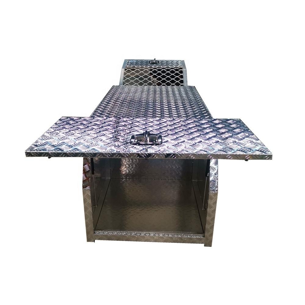 aluminum checker plate half dog box half mini ute canopy with T- handle lock