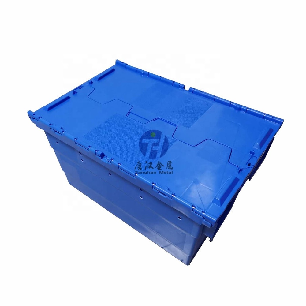 Neastable and Stackable PP Plastic Logistic Tote Box with Lids Transportation Storage Solid Moving Crates