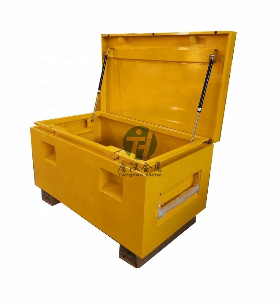 safe yellow Steel Heavy Duty Job Site Tool Box with wheels for whole sale