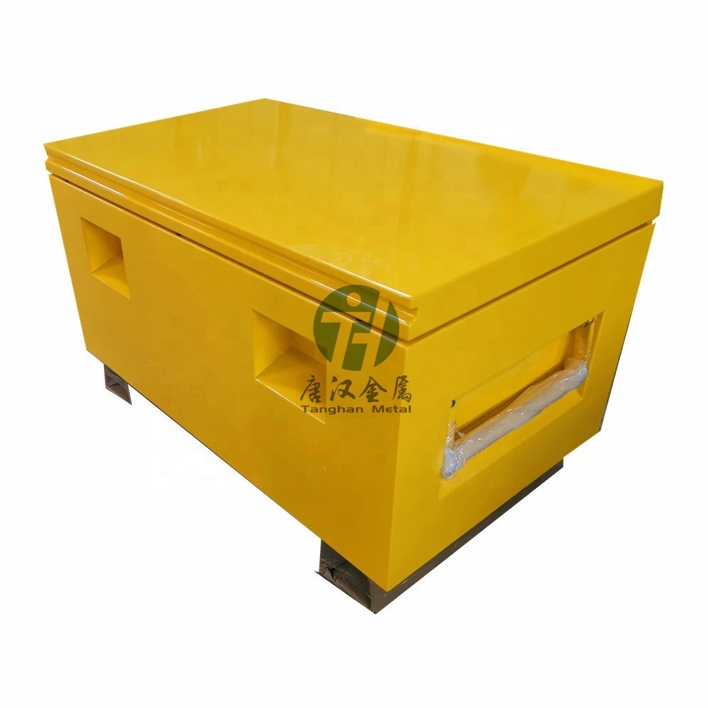 safe yellow Steel Heavy Duty Job Site Tool Box with wheels for whole sale