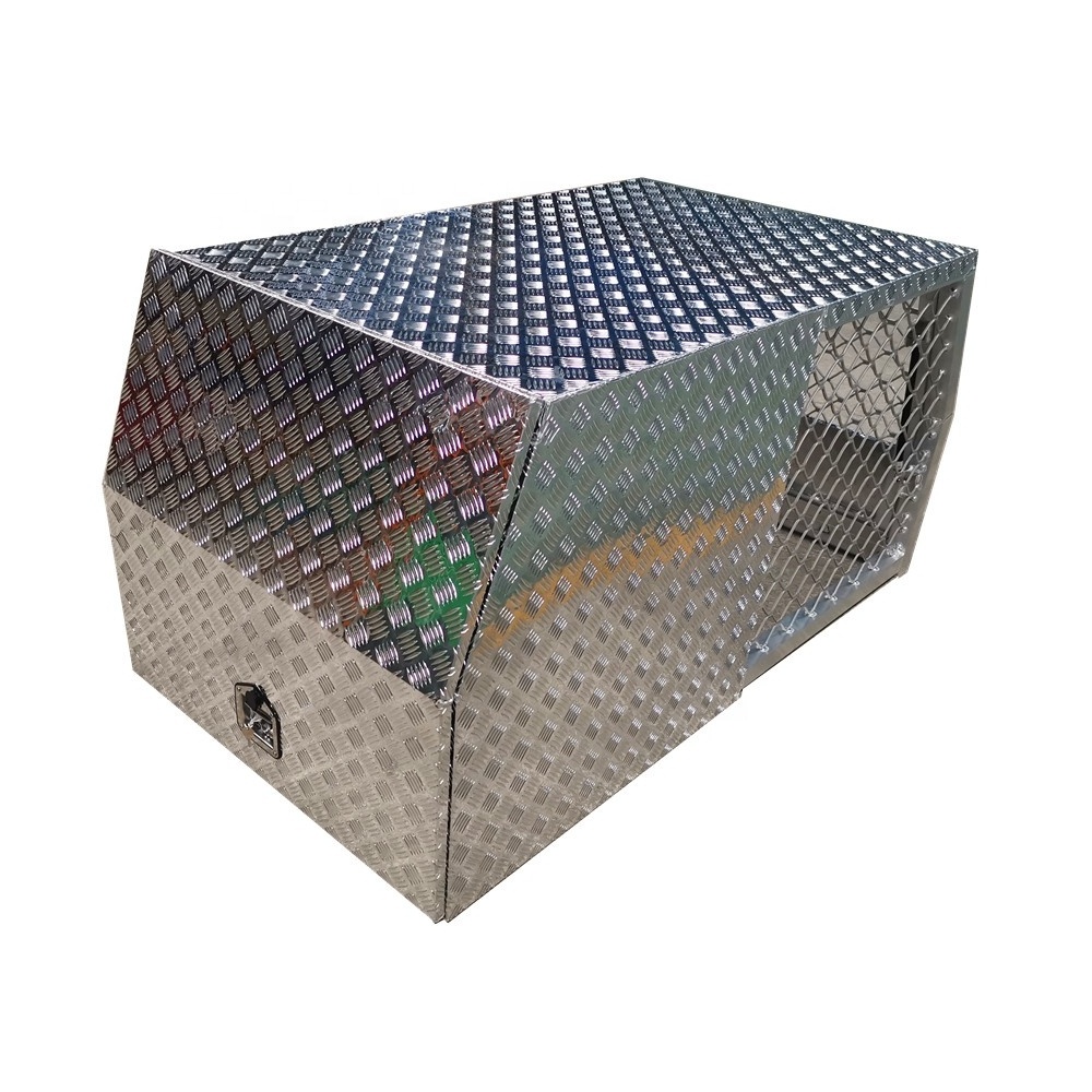 aluminum checker plate half dog box half mini ute canopy with T- handle lock