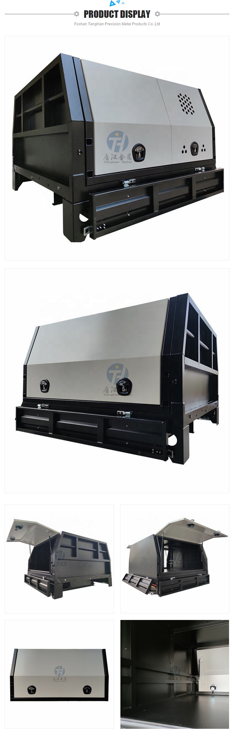 Hot selling High Quality Custom Made dual cab Aluminum Ute Canopy truck toolbox with roof top tent