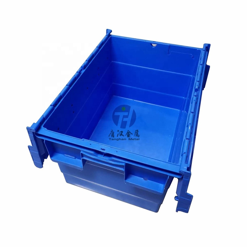 Neastable and Stackable PP Plastic Logistic Tote Box with Lids Transportation Storage Solid Moving Crates