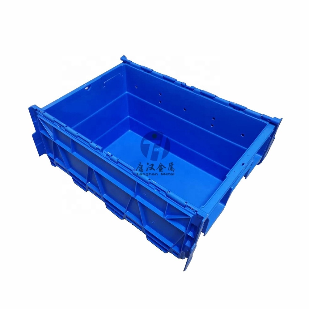 Neastable and Stackable PP Plastic Logistic Tote Box with Lids Transportation Storage Solid Moving Crates