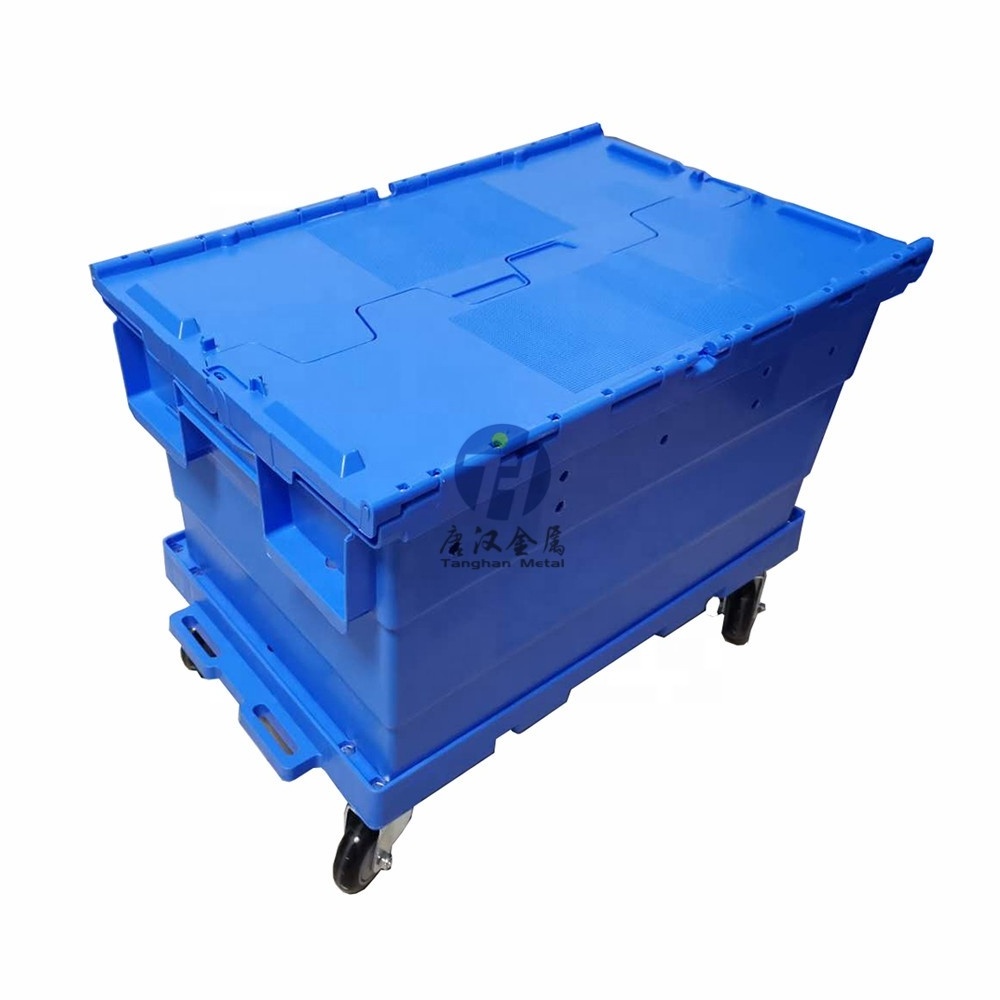 Neastable and Stackable PP Plastic Logistic Tote Box with Lids Transportation Storage Solid Moving Crates