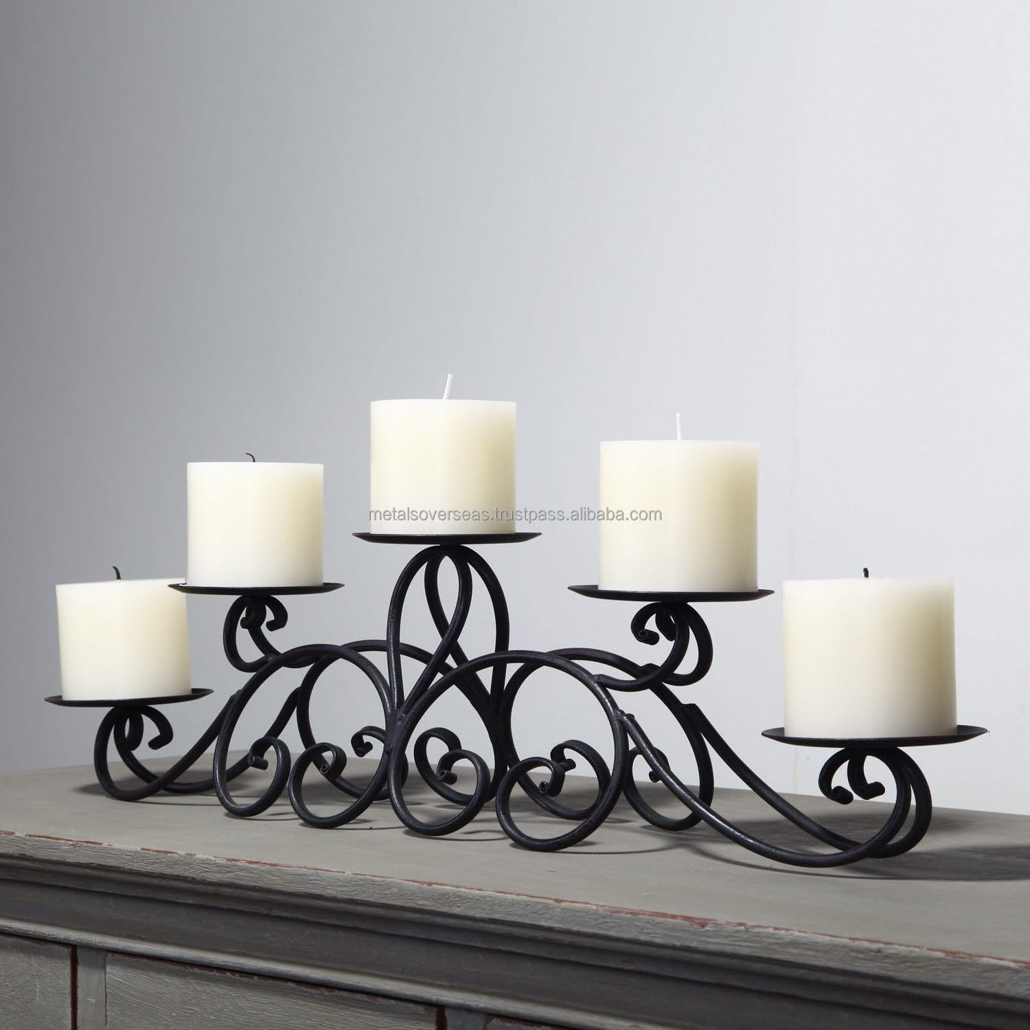 Candelabras for Inside Fireplace Wrought Iron Candle Holders for 5 Pillar Candles for Dining Table Centerpiece Decor