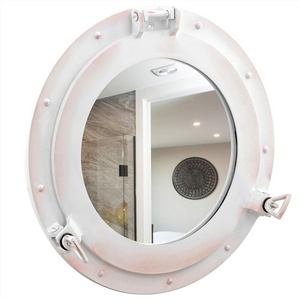 Industrial  Factory Sale Antique White Porthole Mirror | Maritime Aluminum Vintage Decor