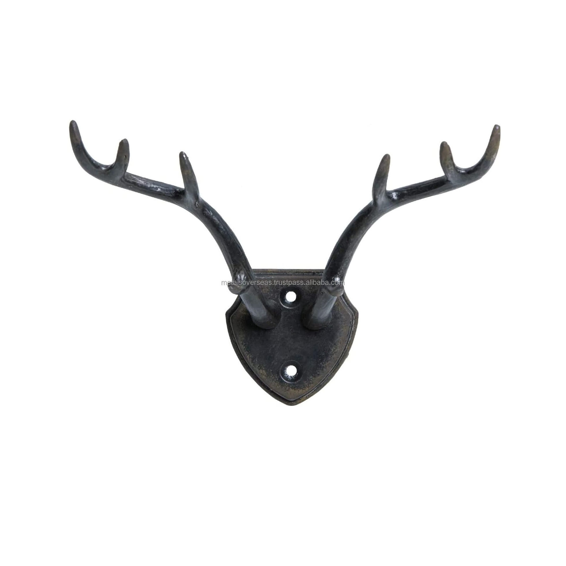 Hot sale Cast Aluminium Black Deer Antler Hooks Rustic Hooks Heavy Duty Wall Mounted Decorative Farmhouse Bedroom Living Room