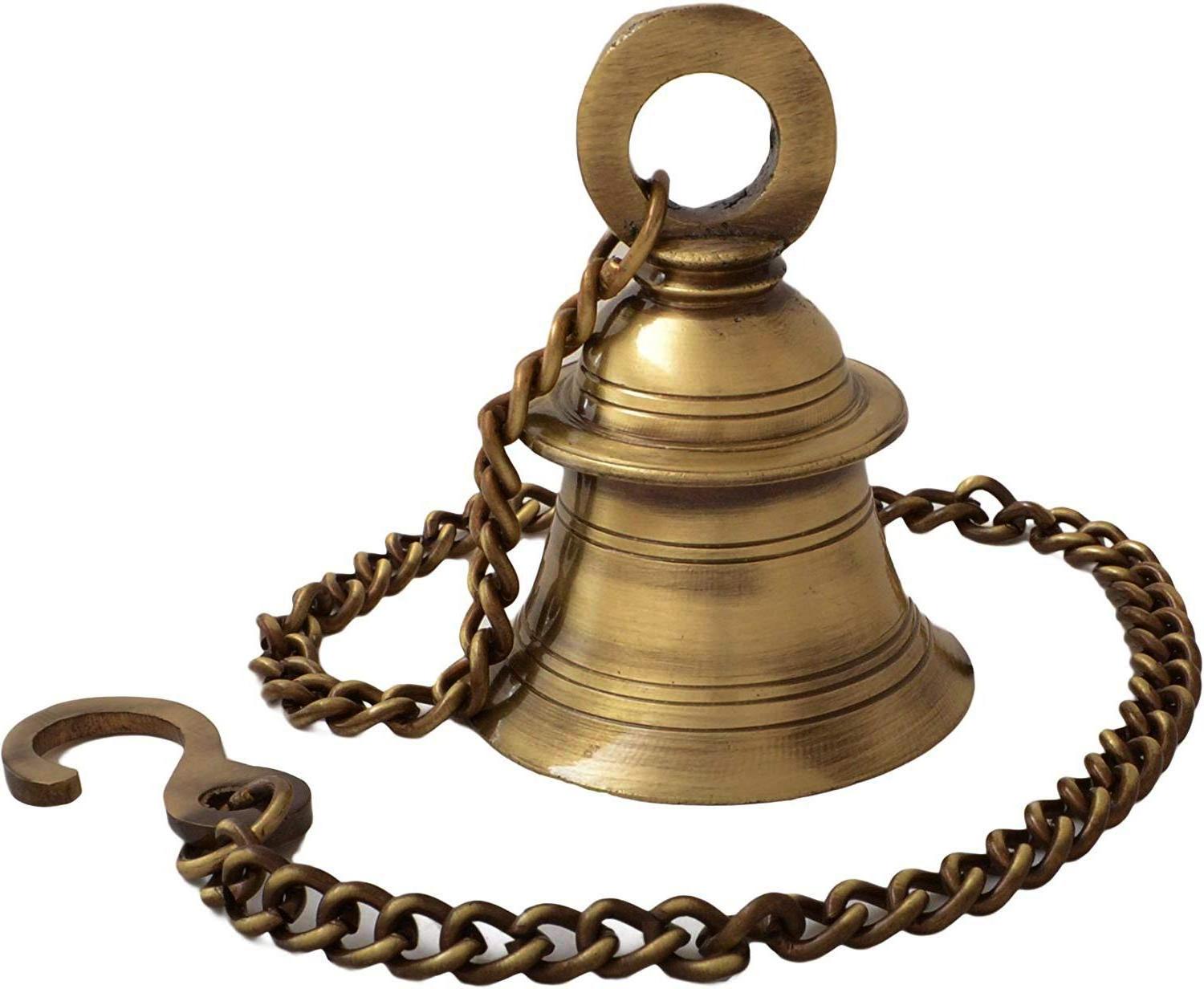 bulk supplier Brass Hanging Bell with Chain Brass Hanging Bell Ghanti Home Decor  Door Decor  Pooja Accessories