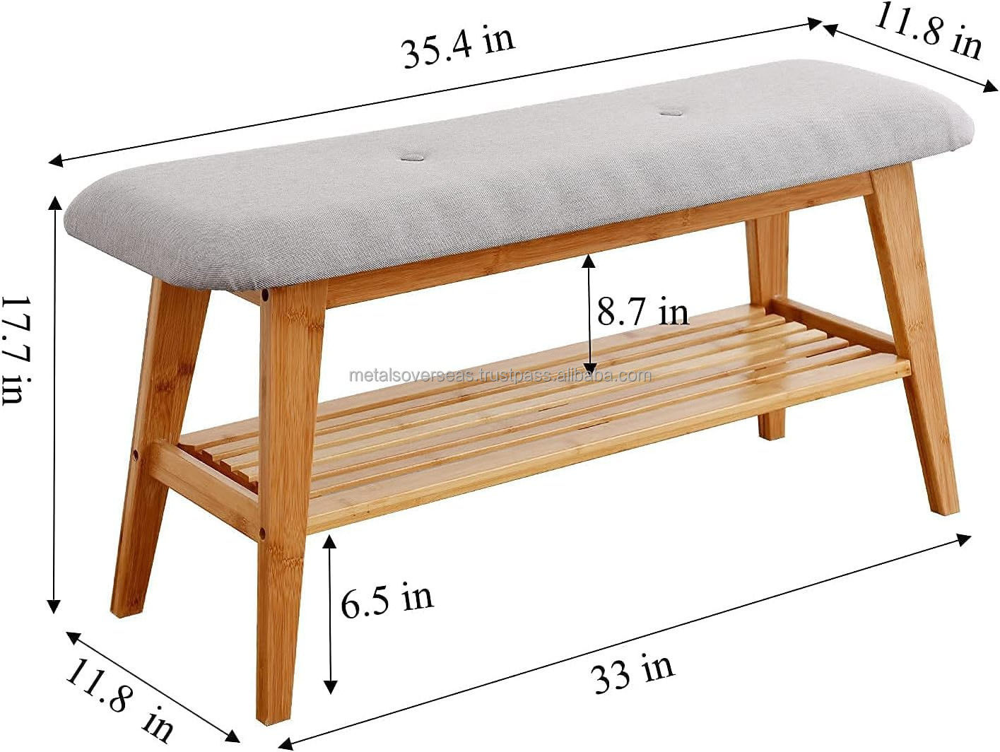 top selling Shoe Entryway Bench Bamboo Shoe Rack Bench Organizer with 2 Tier Storage Simple Style Good Load Bearing