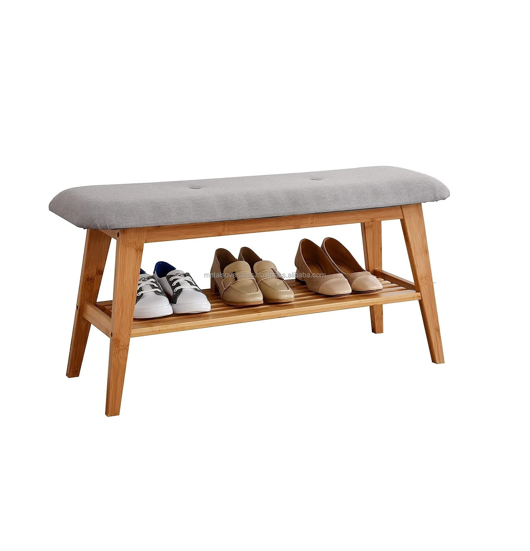 top selling Shoe Entryway Bench Bamboo Shoe Rack Bench Organizer with 2 Tier Storage Simple Style Good Load Bearing