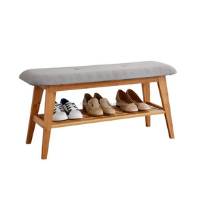 top selling Shoe Entryway Bench Bamboo Shoe Rack Bench Organizer with 2 Tier Storage Simple Style Good Load Bearing