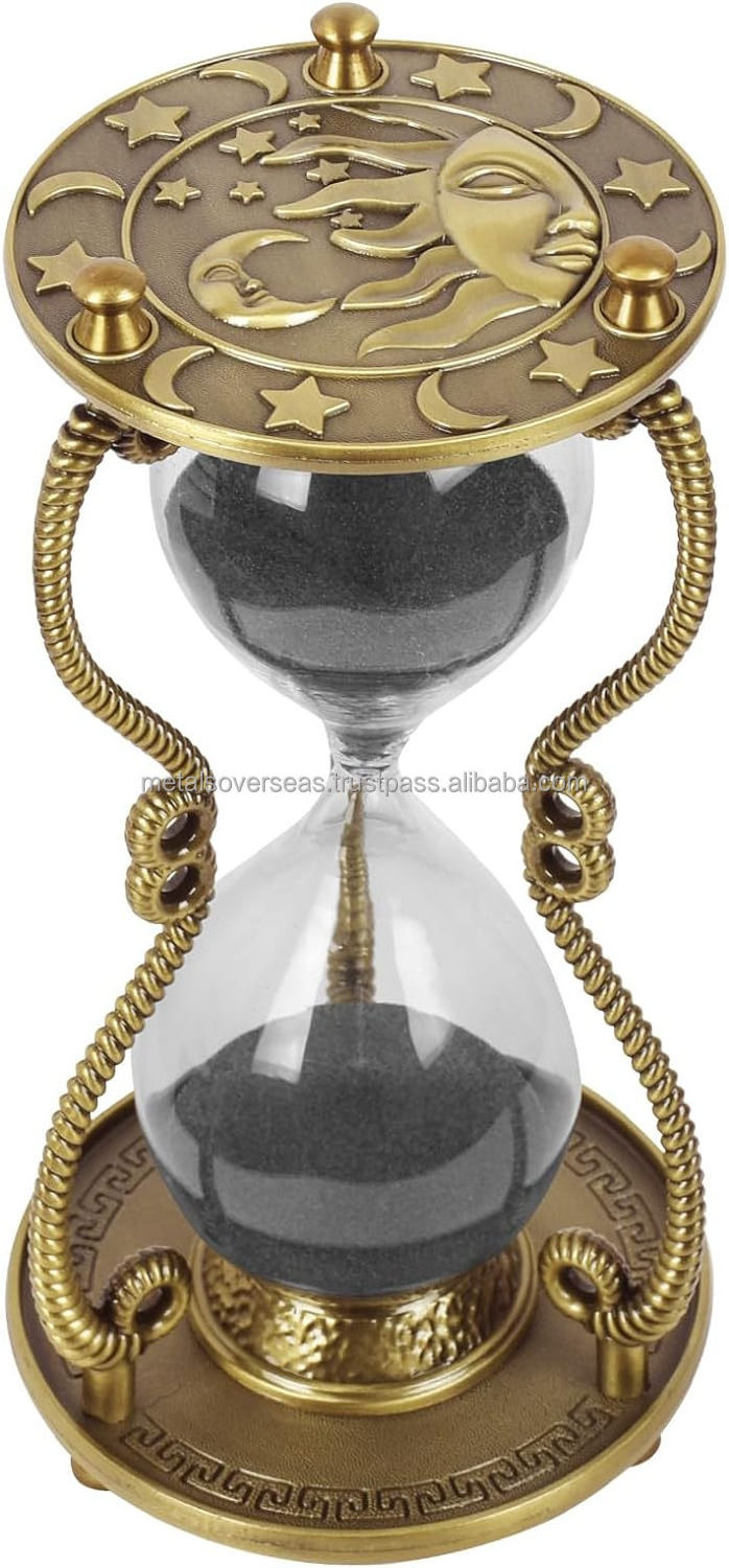 multi-functional Hourglass Sand Timer 60 Minute Antique Metal Black Sand Timer Large 1 Hour Glass Vintage Sandglass for Gift