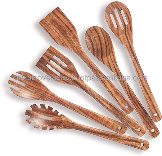 Kitchen Wooden Spoons Utensils Set for Cooking 5 Piece Acacia Wood Spoon Cooking Utensils Apartment Essentials Wooden Turner Sp