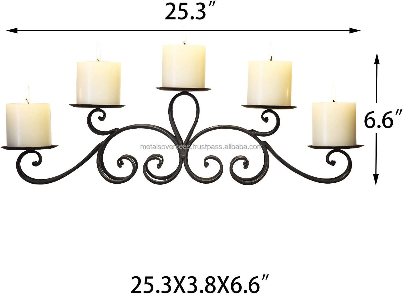 Candelabras for Inside Fireplace Wrought Iron Candle Holders for 5 Pillar Candles for Dining Table Centerpiece Decor