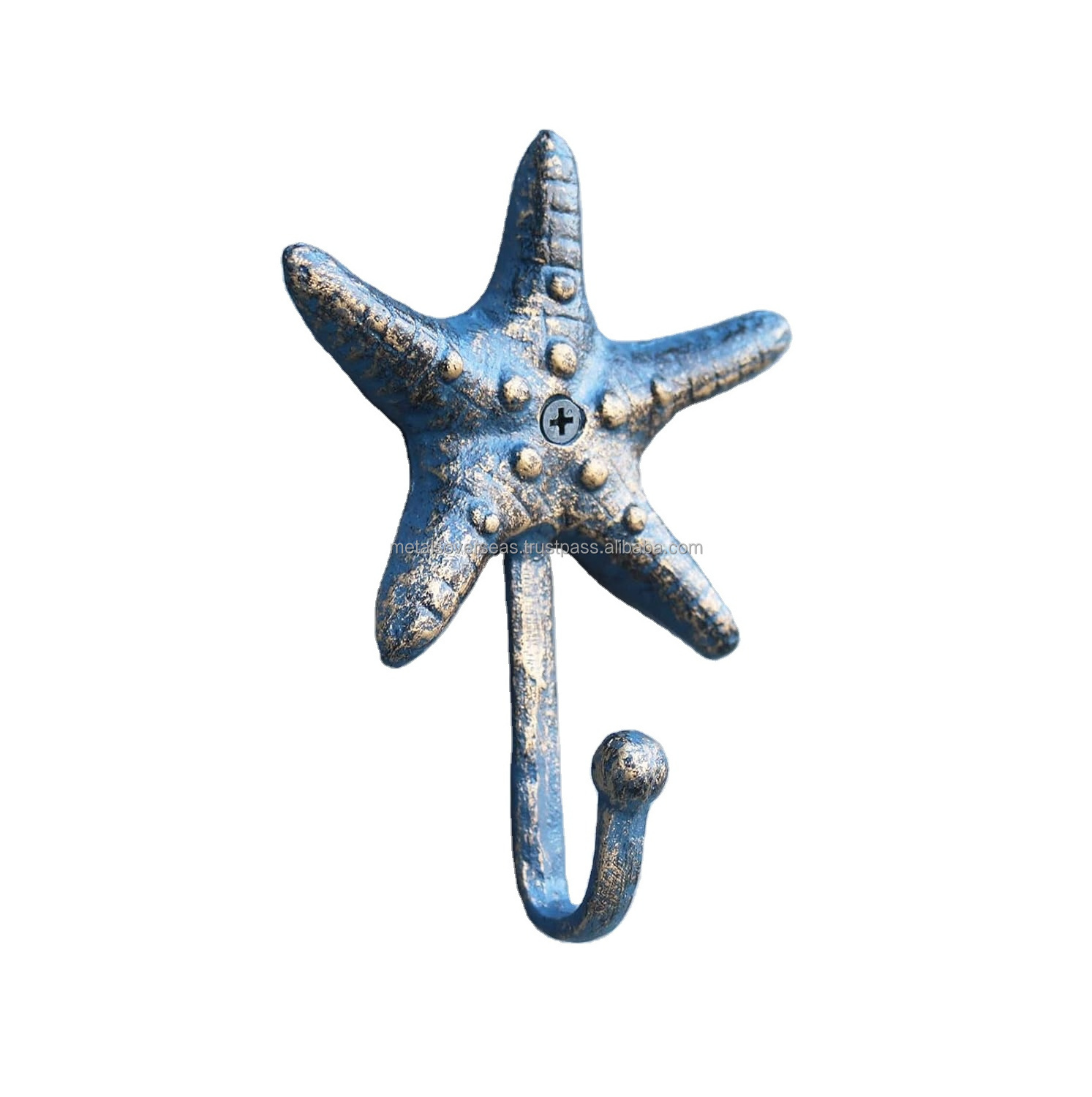 Factory supply Starfish Cast Iron Hook Decorative Wall Hanger for Keys Screw and Anchor Included made by Metal Overseas