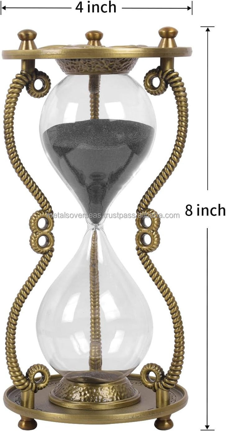 multi-functional Hourglass Sand Timer 60 Minute Antique Metal Black Sand Timer Large 1 Hour Glass Vintage Sandglass for Gift