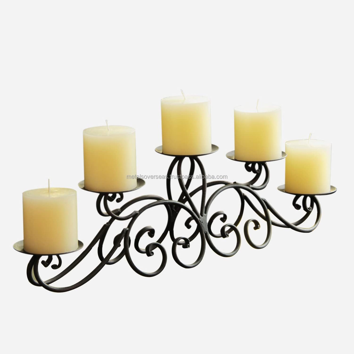 Candelabras for Inside Fireplace Wrought Iron Candle Holders for 5 Pillar Candles for Dining Table Centerpiece Decor