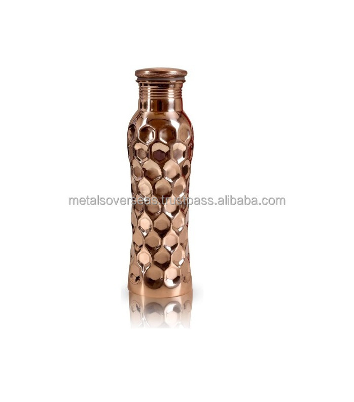 bulk supplier Pure Copper Printed Water Bottle Designer Copper Bottle 1 Litre Leak Proof Jointless Seamless Capacity 1000 m