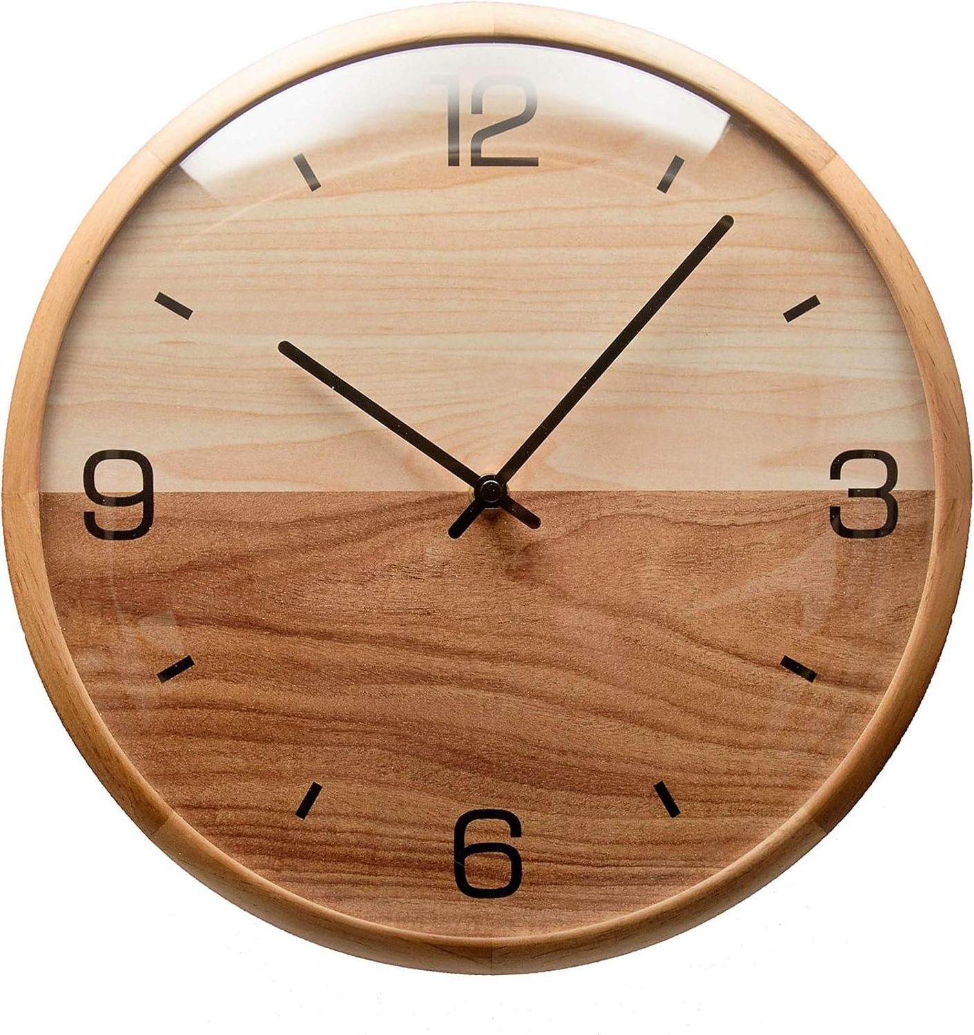 Bulk supplier Wooden Round Wall Clock Silent & Non Ticking Retro Wood grain frame design white dial