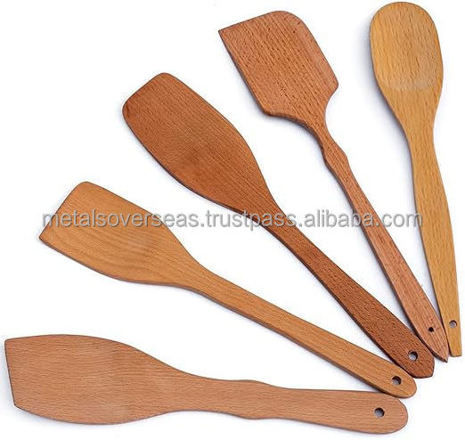 Kitchen Wooden Spoons Utensils Set for Cooking 5 Piece Acacia Wood Spoon Cooking Utensils Apartment Essentials Wooden Turner Sp