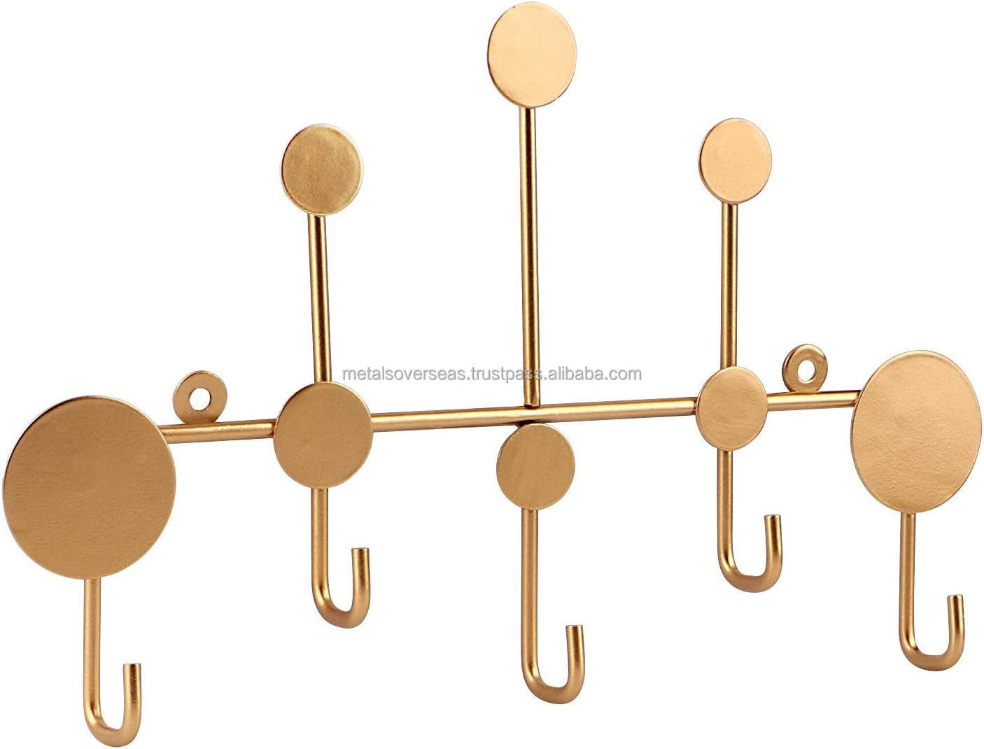 Bulk Supply Gold Heavy Duty Metal Wall Mounted Coat Hooks 5 Hook Entryway Rack for Clothes Hats Keys Towels Bags