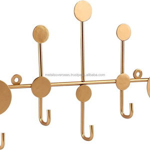 Bulk Supply Gold Heavy Duty Metal Wall Mounted Coat Hooks 5 Hook Entryway Rack for Clothes Hats Keys Towels Bags