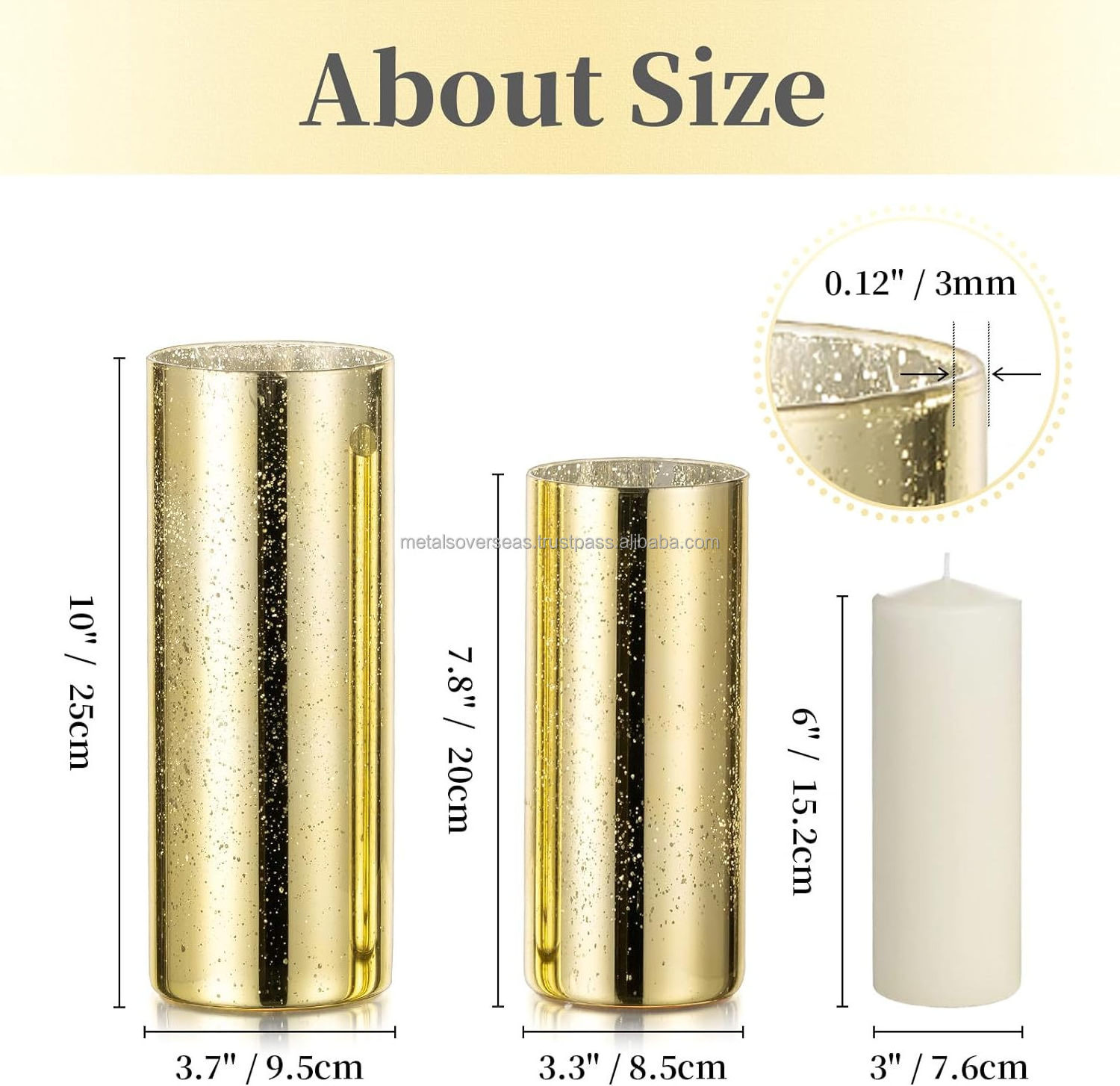 bulk supplier Glass 6 Pcs Gold for Table Centerpieces Mercury Glass Candle Holder for Pillar