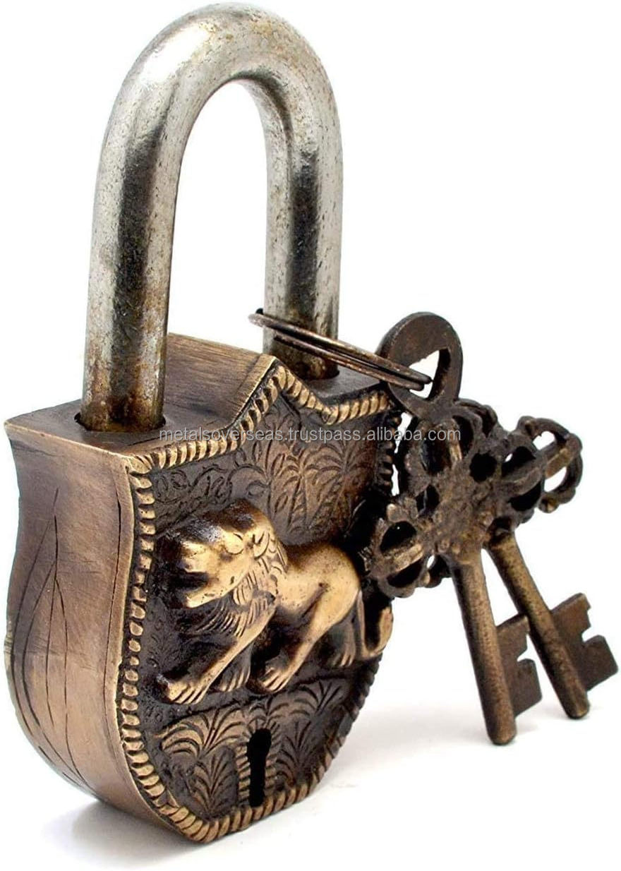 Solid Brass Padlock  Lock with Keys Working Functional  Made Tiger Black India made by Metal Overseas