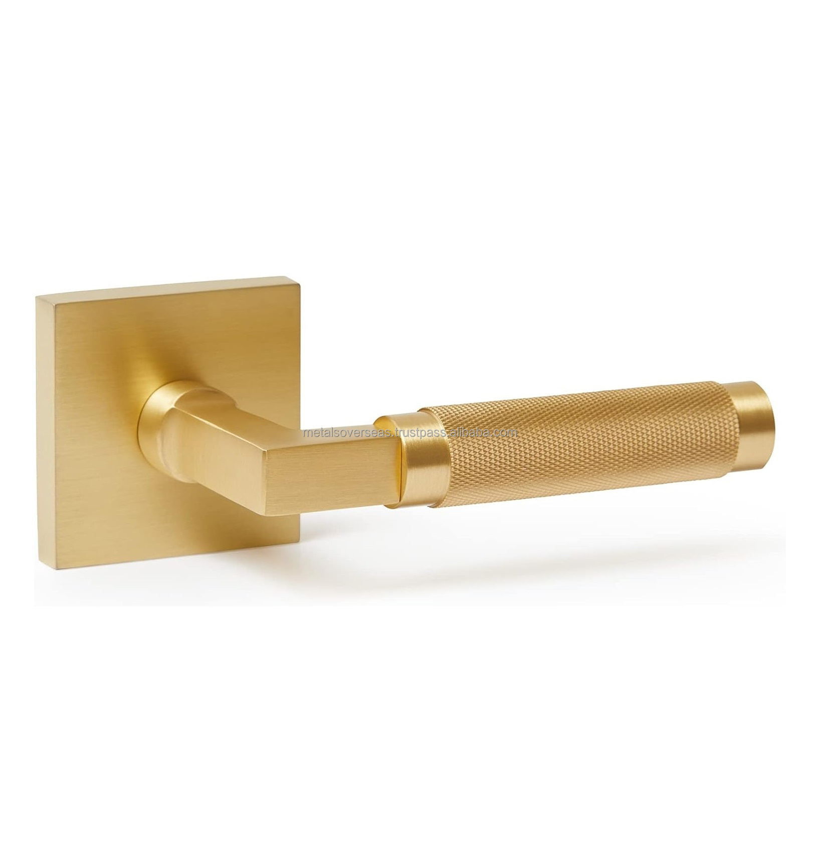 Wave Entry Door Lever Satin Nickel Modern Style Zinc Alloy Knurled Brushed Brass Door Main Privacy Handle For Bedroom set f 2