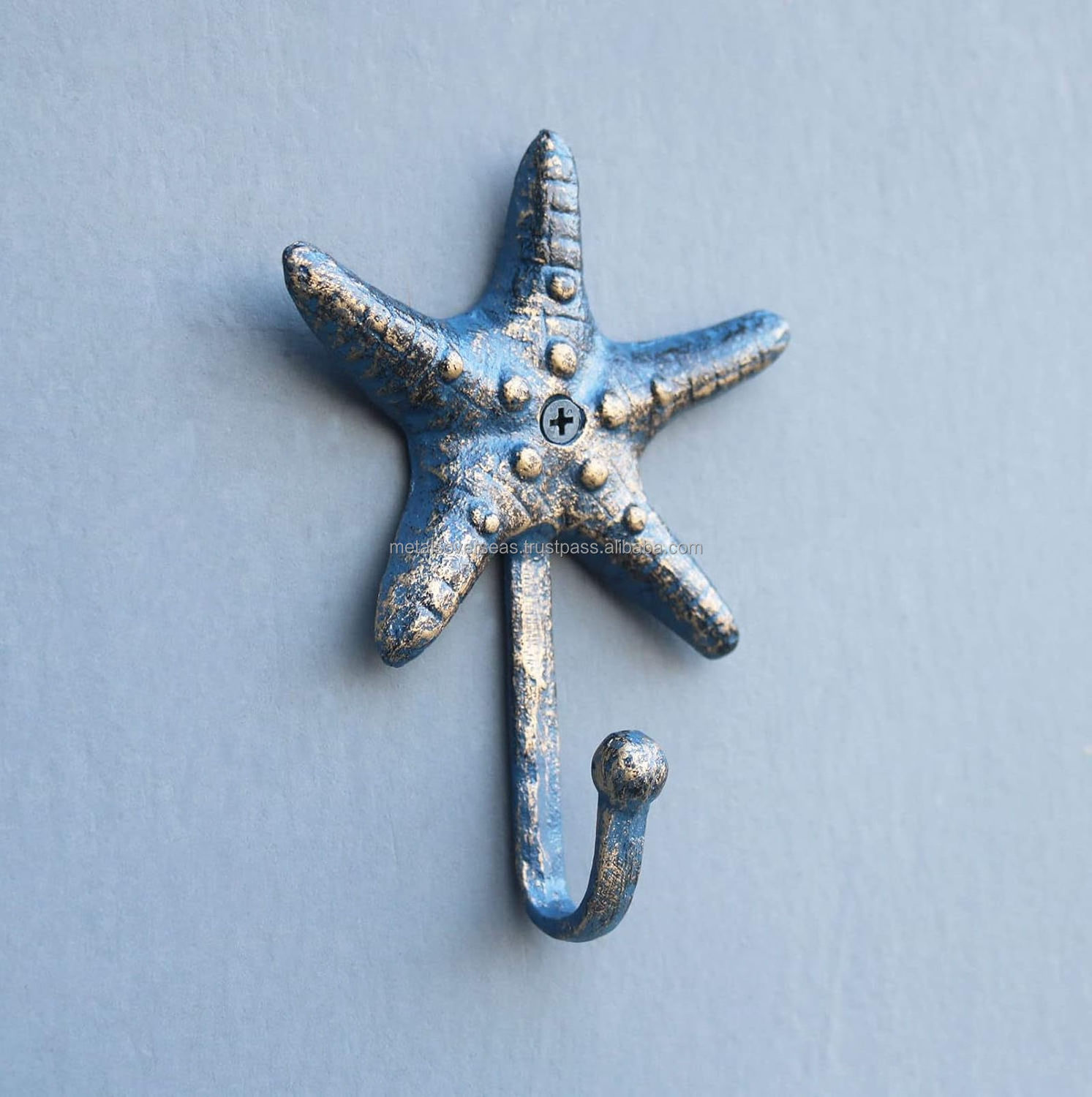 Factory supply Starfish Cast Iron Hook Decorative Wall Hanger for Keys Screw and Anchor Included made by Metal Overseas