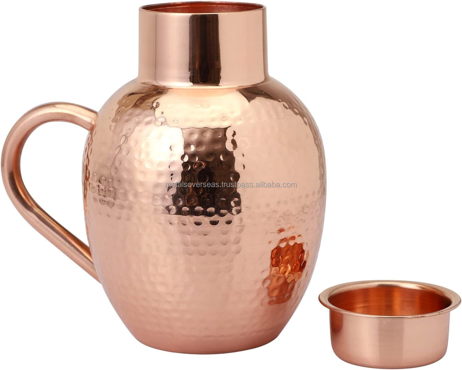 Copper Pitcher With bowl Pure HEAVY GAUGE Copper Handcrafted Hammered Jug Capacity 50.7 US Fl Oz (1.5 Lt.)