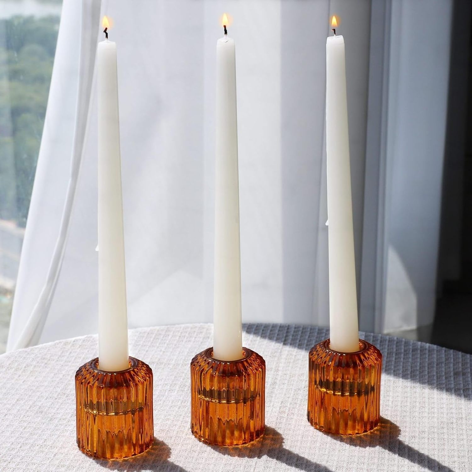 Candlestick Holders Glass Candle Stick Holder for Taper Votive on Wedding Centerpieces set of 3