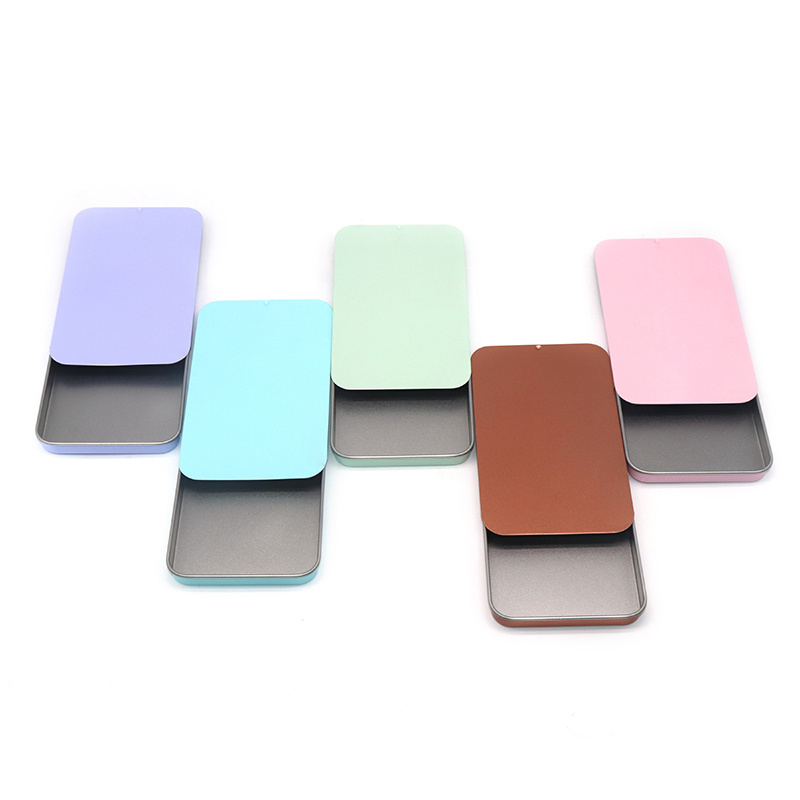 Empty Small Rectangle Pink White Black Mint/Cosmetic/Brow Soap/Solid Perfume/Lip Balm Slide Top mini Metal Tin Case/Box/Containe