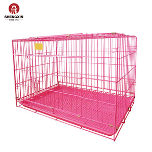 Double Door Folding Dog Cage Kennel,Metal Wire Collapsible Dog Crate With Tray