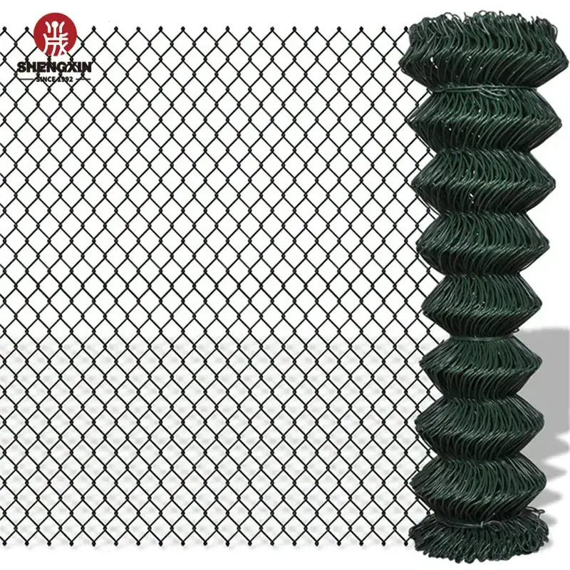 Customized 4Mm Wire 60*60 Diamond Mesh Hot Dip Galvanized Chain Link Iron Wire Mesh Fence 50Ft Rolls For Sports Ground