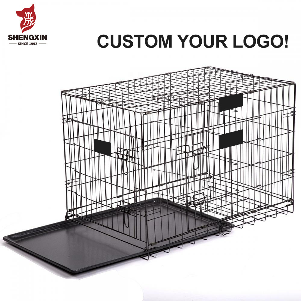 Custom Manufacturer 30 36 42 48 Inch Metal Foldable Dog Crates Cage,Metal Folding Dog Cage XXL Black Impact Dog Kennel Crate