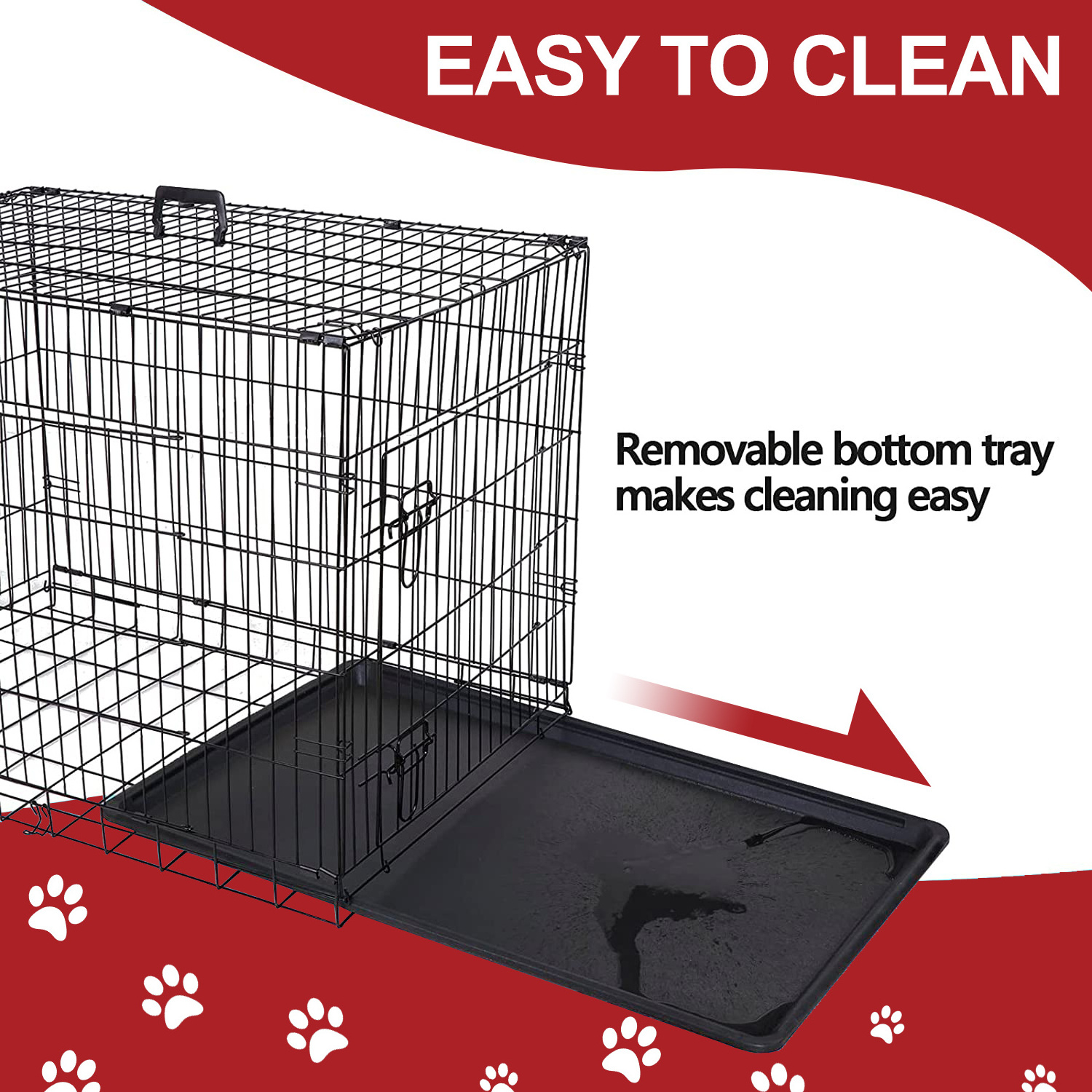 Customized Size Black Wire Double Door Folding Pet Cage Dog Kennel Foldable Dog Collapsible Crate Wholesale