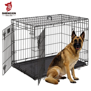 48'' Foldable Collapsible Metal Large Xxl Dog Cage Metal Kennels, Stackable Dog Cages For Large Dog, Wholesale Dog Crate