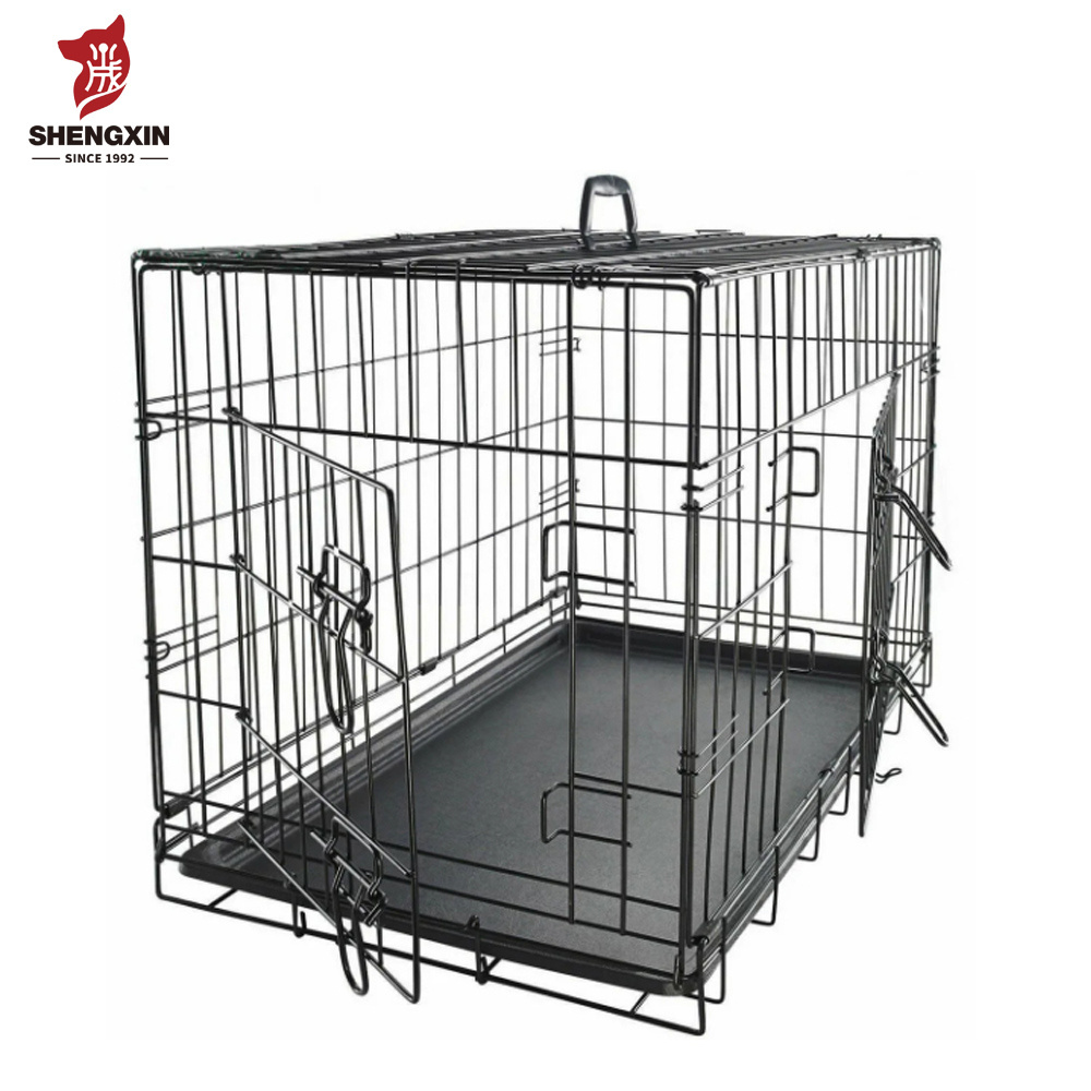 Manufacturer Supply Black Metal Mesh Pet Dog Cage, Durable Foldable Dog Crate